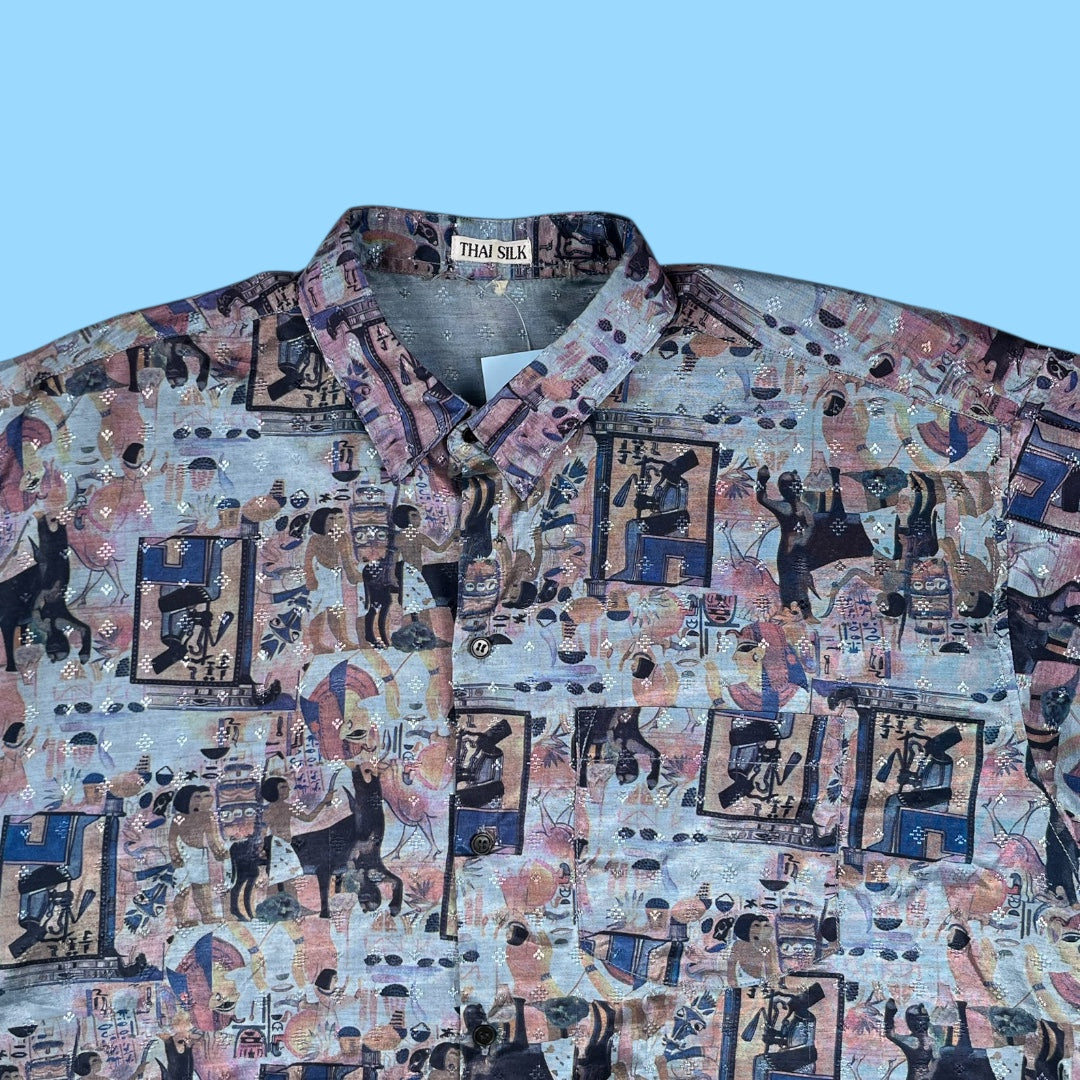 Vintage Thai silk exotic shirt - XL