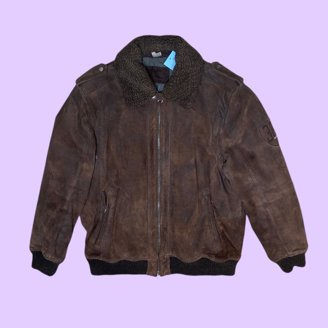 Vintage leather Mustang bomber jacket - XL