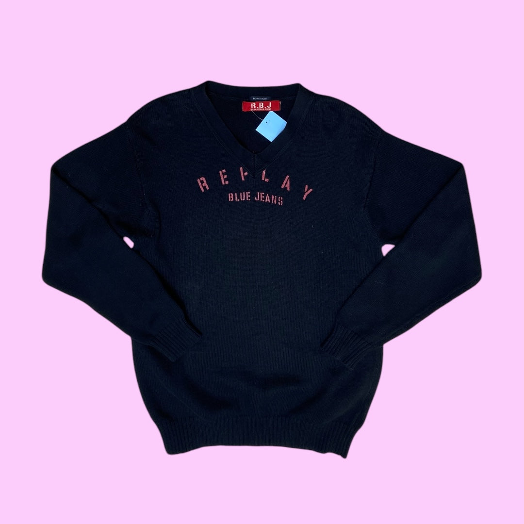 Vintage Replay v-neck jumper - XL