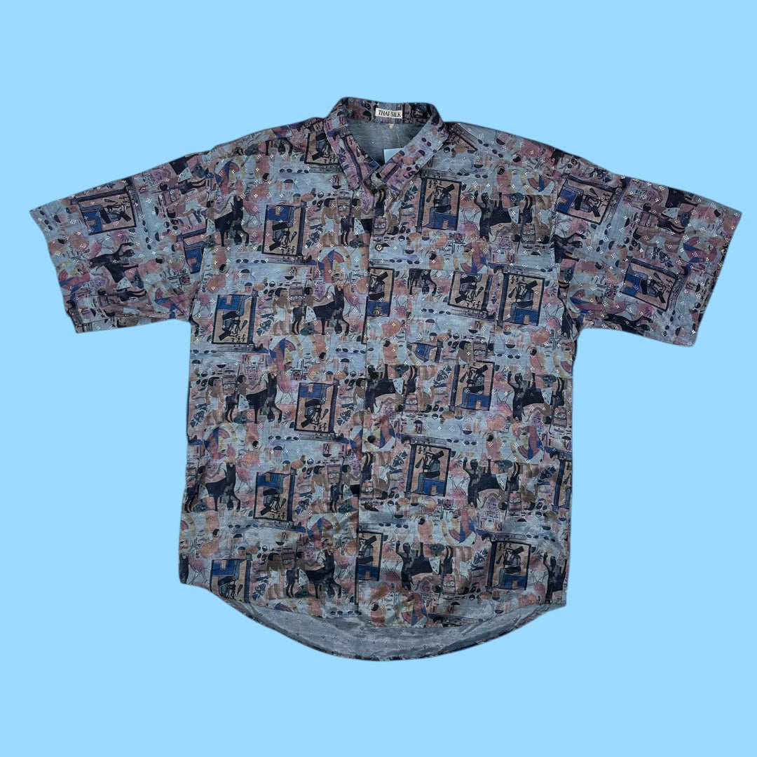 Vintage Thai silk exotic shirt - XL