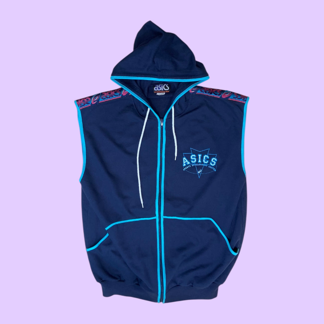 Vintage Asics sleeveless hoodie - 2XL
