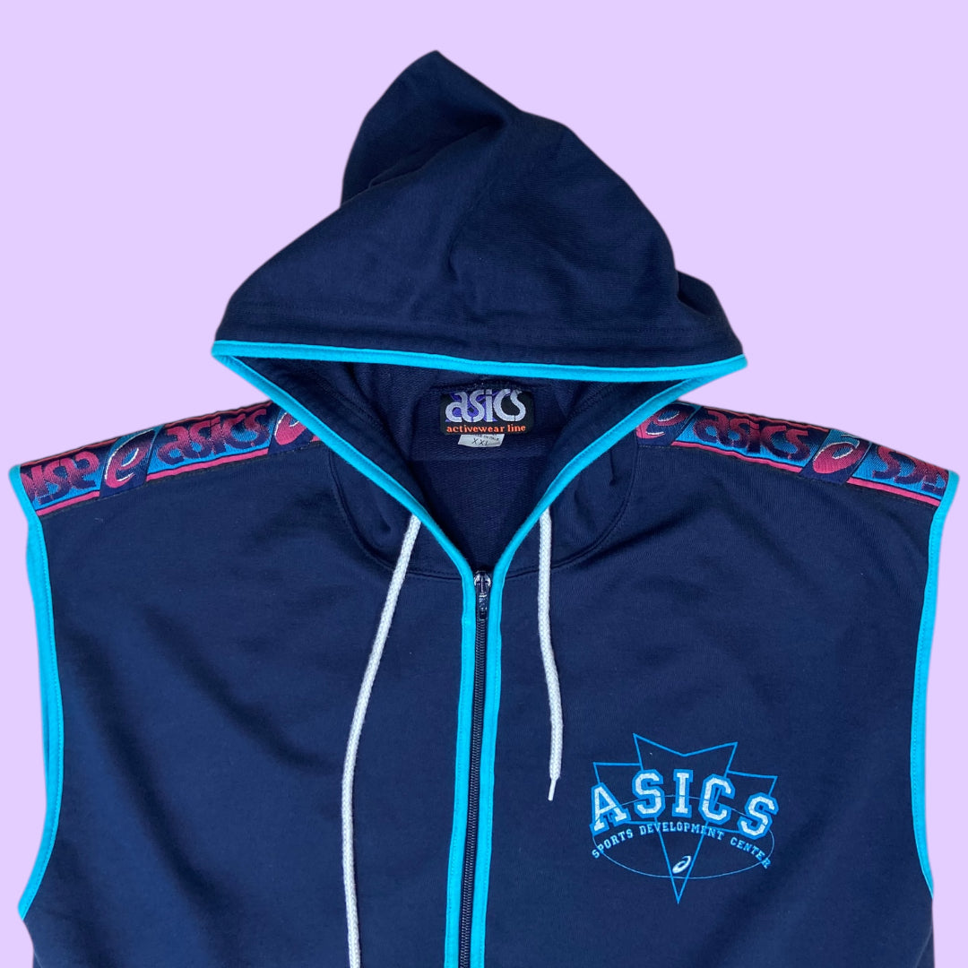 Vintage Asics sleeveless hoodie - 2XL